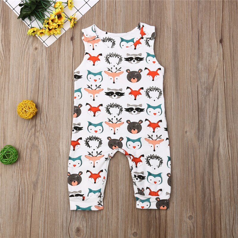 0-24M Kerst Pasgeboren Kid Baby Meisjes Jongen Kleding Mouwloze Cartoon Dieren Romper Leuke mooie Zoete Jumpsuit Outfits