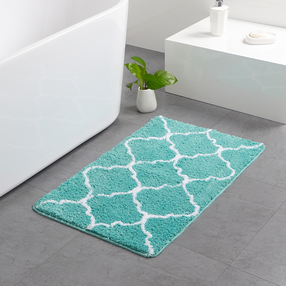 Badrumsmatta halkfri absorberande dörrmatta vardagsrum grå blå marockanskt mönster rektangel mikrofibermatta 40 x 65cm/50 x 80cm
