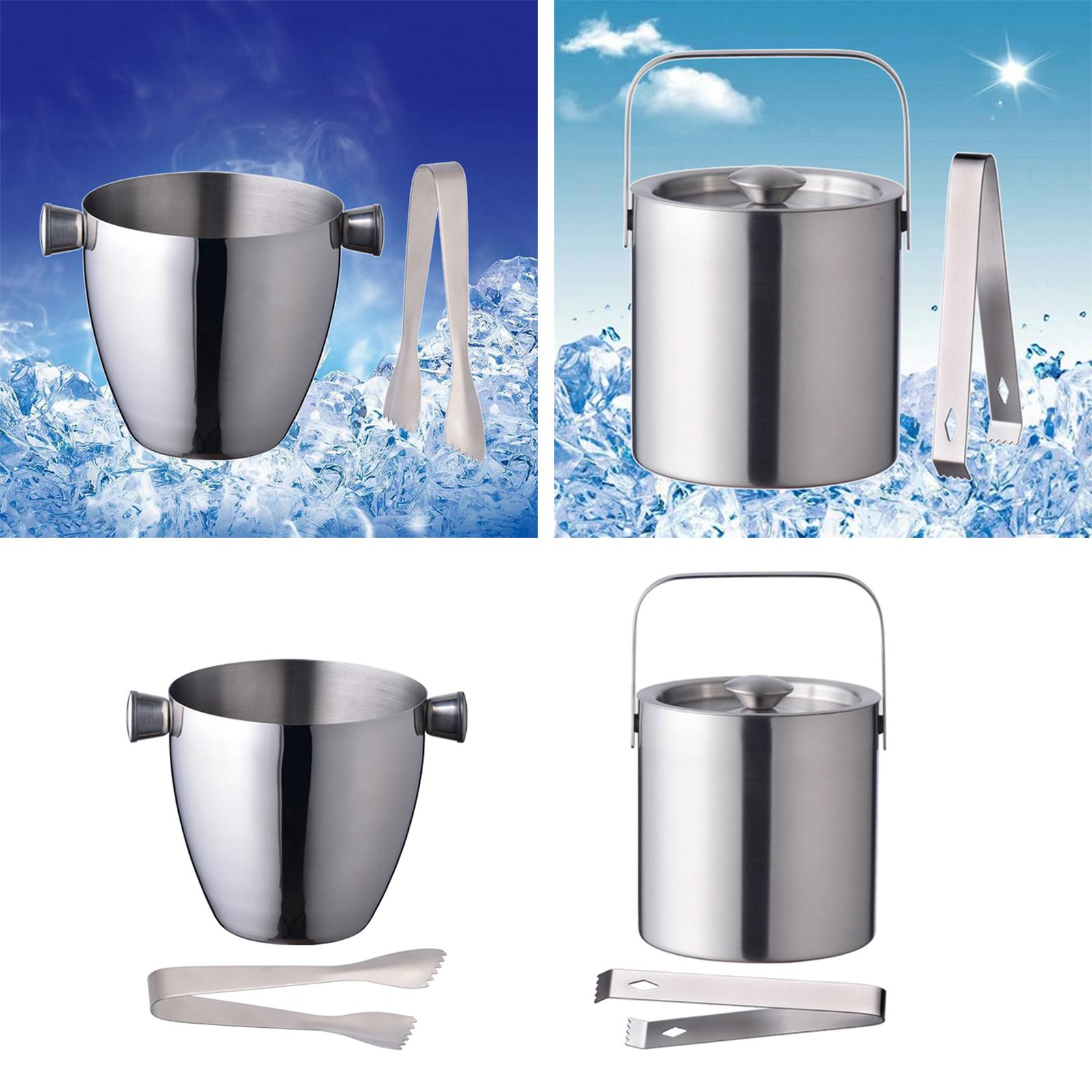 Portable Double Wall Insulated Ice Bucket Beverage Tub Drink Tub 1.5 Liter for Cocktail Parties Bar Home Wine Champagne Beer