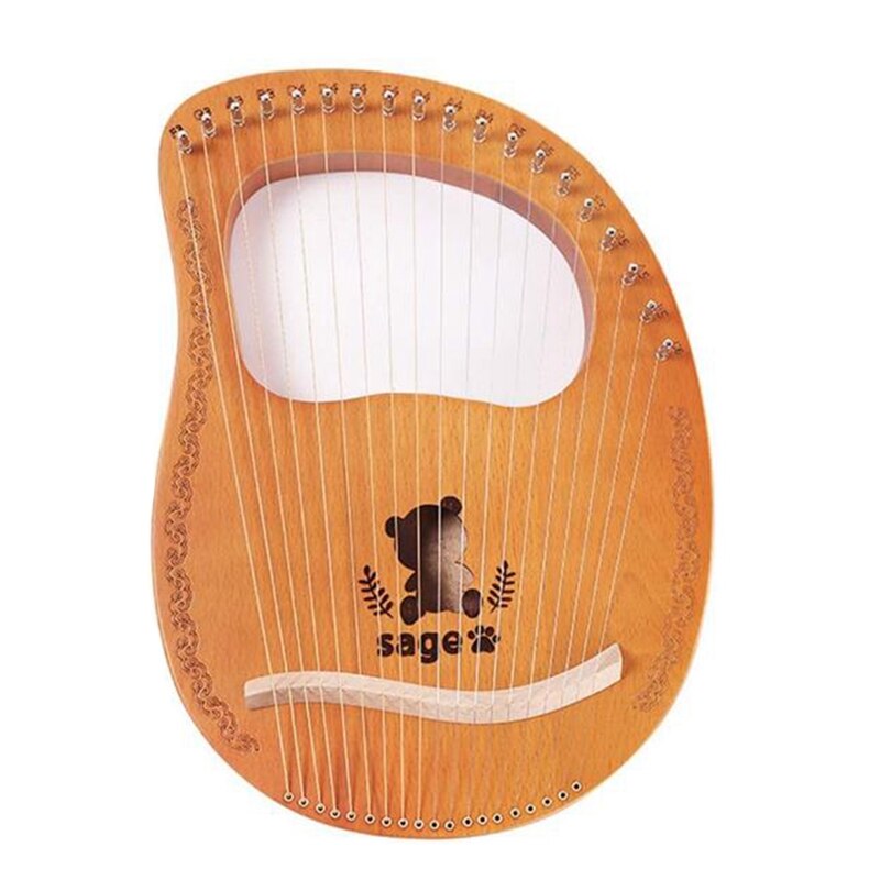Lyreharpe ,16- strengs harpe heptachord mahogni lutharpe med stemmenøkkel for musikkelskere nybegynnere: Gul
