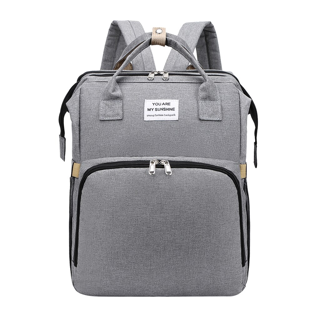 Sac à dos à couches multifonctionnel 3 en 1, berceau pliant, sac d'allaitement de maternité, sac à dos de voyage de grande capacité pour maman: Grey