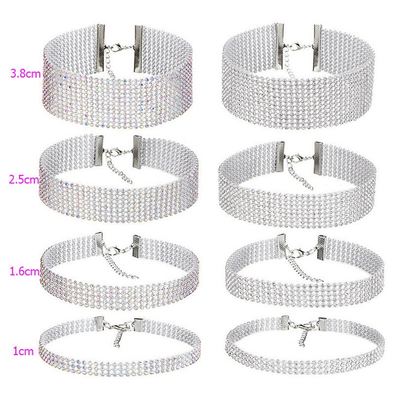 Frauen Bündeln Nacken Element Halskette extra Breite Volle Strass Diamant Kristall Schmuck Halsband Kragen Hochzeit Zubehör