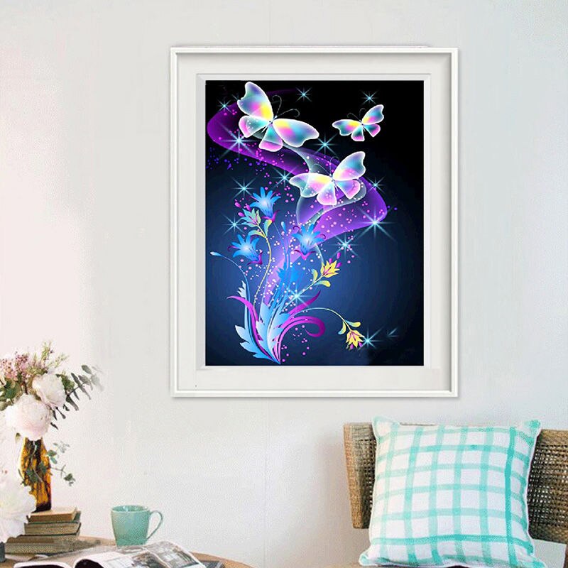 Full Diamond 5D DIY Diamond Painting"Pretty butterfly"Diamond Embroidery Cross Stitch Rhinestone Mosaic Painting: 3164