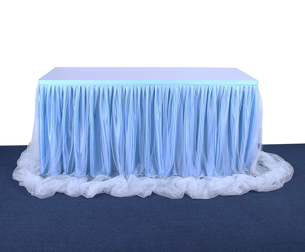 Tutu Table Skirt Mesh Desk Skirt Party Supplies for Party Wedding Birthday Home Decors (Long Yarn, White): Blue