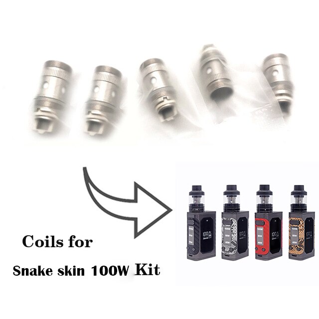 5 個交換コイル 50 ワット 60 ワット 80 ワット 100 ワット 150 ワットボックス mod 0.5/0.3ohm 抵抗電子タバココア吸うキット気化器: Snake skin 100W