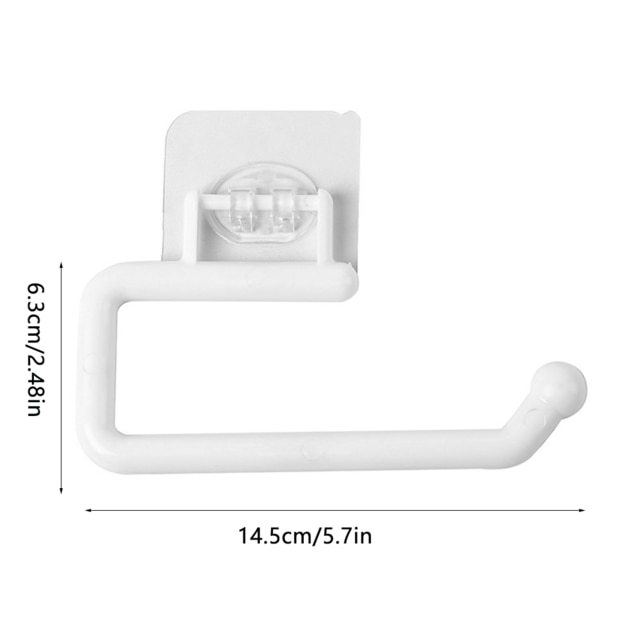 Tissue Hanger Plastic Paper Roll Holder Wall Mounted Towel Storage Rack Organizer Shelf for Kitchen Bathroom: White short