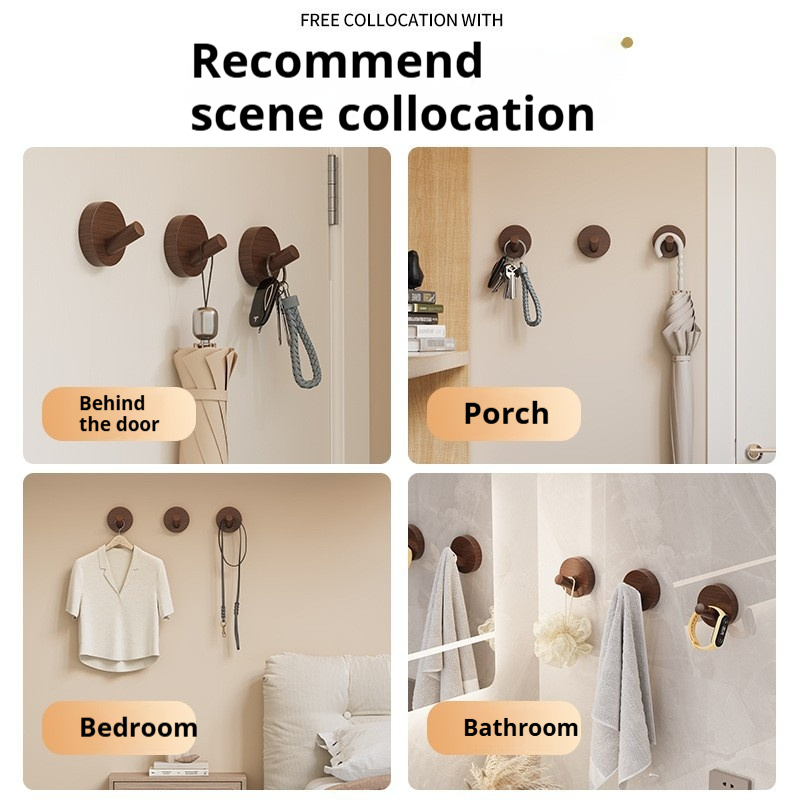 Gancho Simple de madera de nogal y haya, colgador colgante, ganchos de pared sin perforaciones, estante de almacenamiento de abrigos para dormitorio, gancho decorativo para llaves y toallas para el hogar