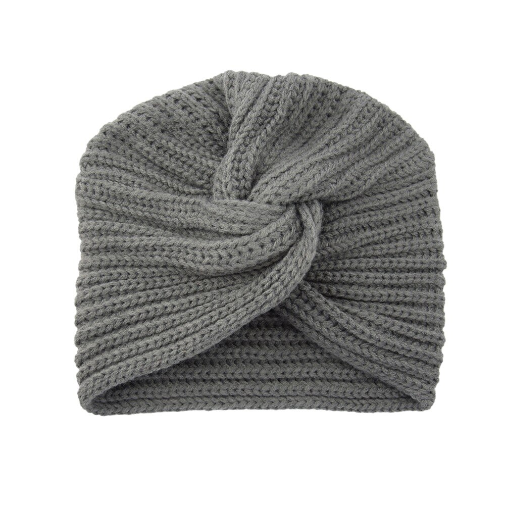 noeud Bandanas Turban automne hiver tricot Turban casquette solide Center croix femmes cheveux écharpes: 4