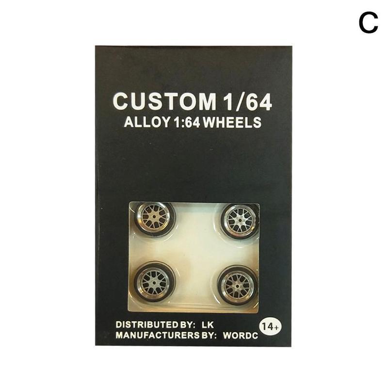 1/64 Schaal Legering Wielen Model Universele Modificatie Band Diecasts Alloy Wheel Tire Rubber Banden Speelgoed Accessoires Wielen