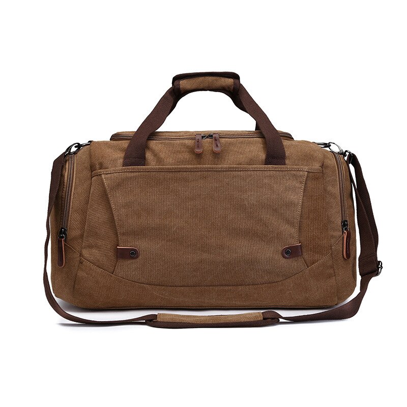 Retro Stijl Grote Capaciteit Canvas Business Travel Handtas Mannen Effen Kleur Vouwen Boarding Tas Grote Reistas