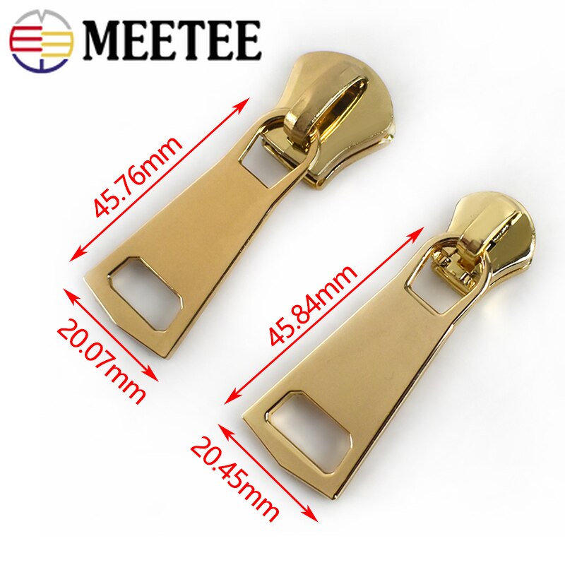 Meetee 5pcs 8# 15# Resin Zipper Silder for Resin Zips Head Metal Puller for Jacket Zip Repair Kits DIY Garment Sew Zipper Silder
