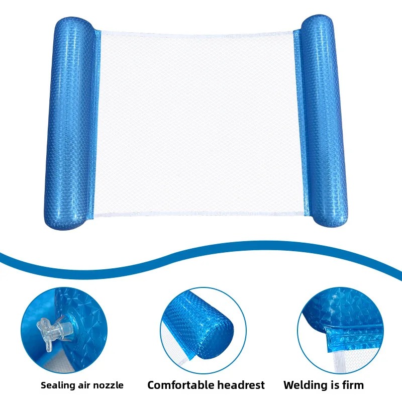Hamac d'eau flottant à 2 tubes avec filet, chaise longue de piscine gonflable nacrée pour adultes, indispensable pour la plage et l'été