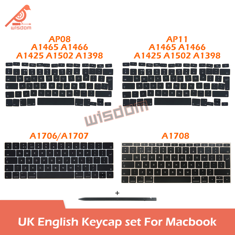 Laptop Uk Layout Keycaps Toetsen Voor Macbook A1466 A1502 A1707 A1989 A2337 A2338 A2141 A2681 A2442 A2681 A2681 A2941 Toetsenbord Reparatie