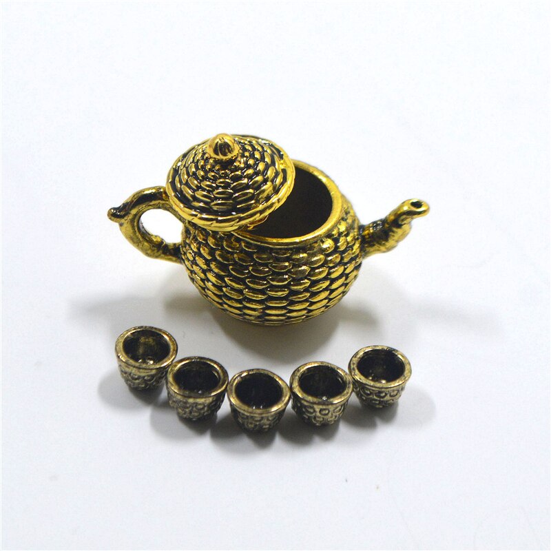 1/12 Dollhouse Miniature Accessories Mini Metal Kettle Simulation Furniture Tea Pot Kitchen Model Toys for Doll House Decoration: CZM1620a