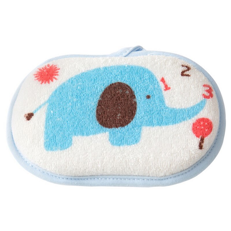 1pc söta tecknade mjuka badsvampar baby badborste baby shower tillbehör barn bad borstar kroppstvätt handduk tillbehör: Blå