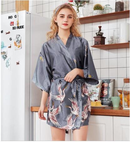 Frauen Seide Satin- kurze Hochzeit Braut Brautjungfer Kleid Kimono Kleid Feminino Schlecht Kleid Große Größe Peignoir Femme sexy Bademantel