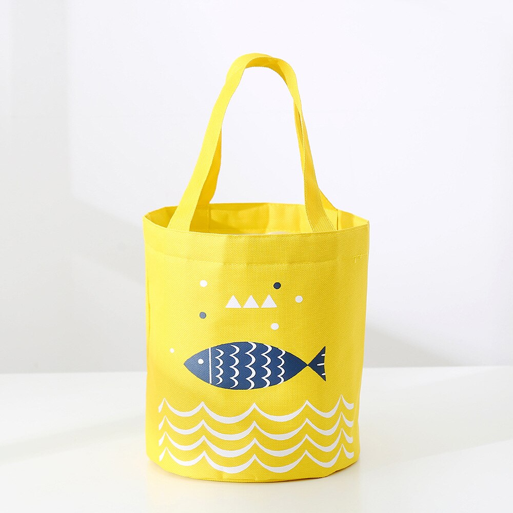 Peixe bonito portátil com zíper à prova dwaterproof água balde almoço sacos mulher estudante caixa de almoço thermo sacos escritório escola piquenique saco mais frio bolso: Yellow