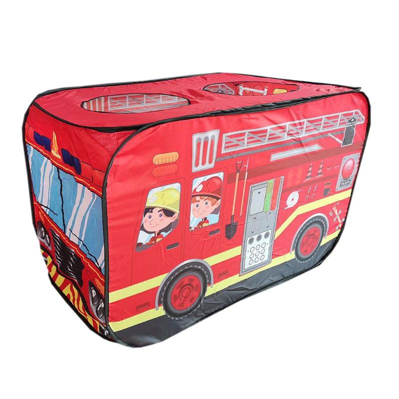 Tente de jeu pliable camion de pompier/Police Polyester tissu voiture modèle Playhouse extérieur pour les tout-petits facile à plier pop-up ouvert: Rouge