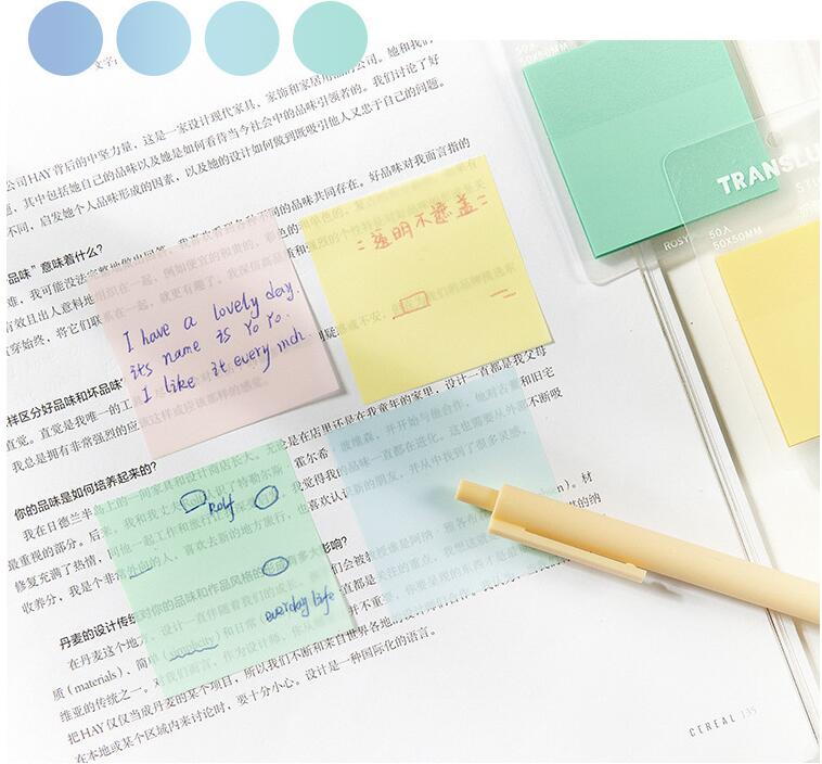 Half Translucent Sticky Notes Colorful Visable Memo Pad School Notepad Waterproof Papeleria 50sheets 5X5cm