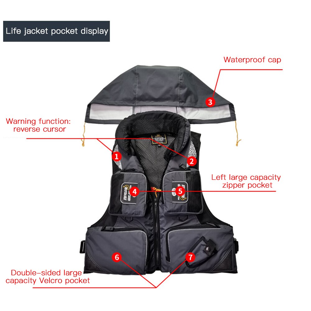 Multi-purpose Sea Fishing Polyester Adult Water Safety Life Jacket Survival Vest Swim Boating Drifting