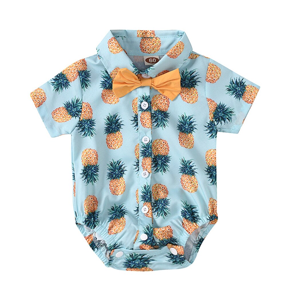 0/18M ciało niemowlęce śpioszki dla chłopców krawat Gentlement druk ananasowy romper ciało strój na lato одежда для новоржденых 0 t5: 3-6 Months