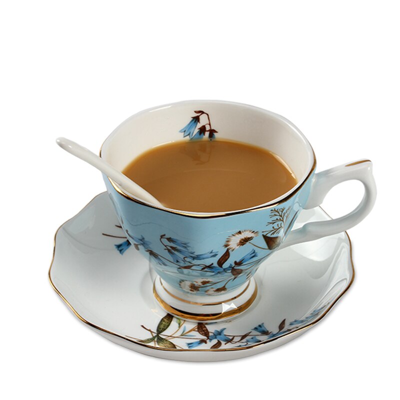 Keramisk kaffe britisk svart kinesisk bryllup kongelig benporselen blomst tekopp og tallerkensett