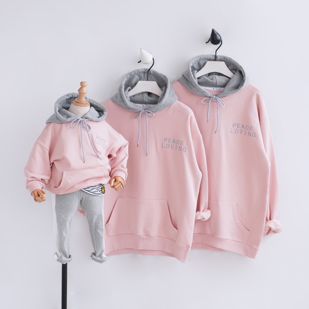 Vader/moeder/kind familie bijpassende outfits hoodies sweatshirts met zakken familielook kleding met capuchon vader moeder dochter kleding