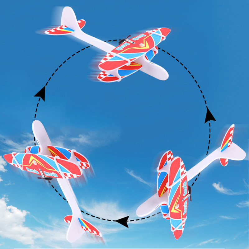 DIY Aircraft Assembled Electric Glider EPP Foam Hand Throwing Plane Flight Simulation Fighter with LED Toys for Children