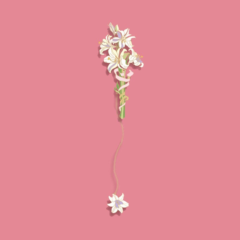 Marcapáginas de flores de tulipán y lirio de cereza de Metal con cadena colgante, divisor de página de libro para amante de libros, de Acción de Gracias de cumpleaños para niña: C