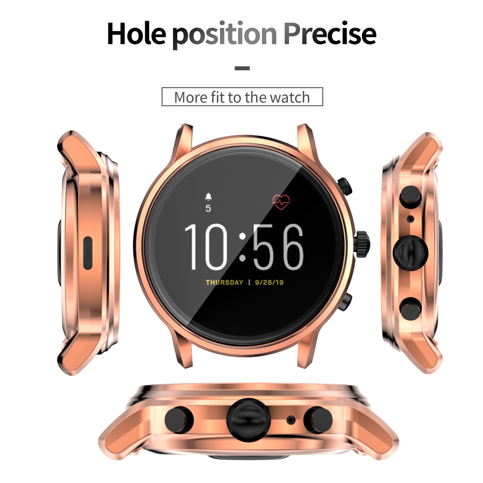 Tencloud Protective Case For Fossil Gen 5 Carlyle Soft TPU Protector For Gen 5 Carlyle Full Screen Cover Bumper Anti-shock Shell