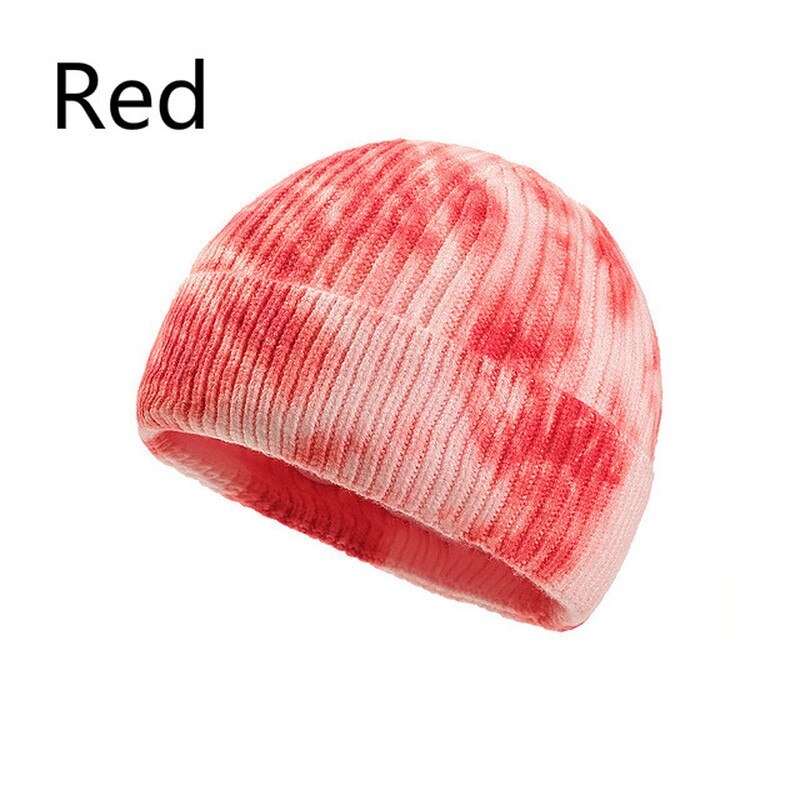All-match cantaloupe hat tie-dye uldhue kvinde japansk all-match strikket hat efterår gradient baotou hat: Rød