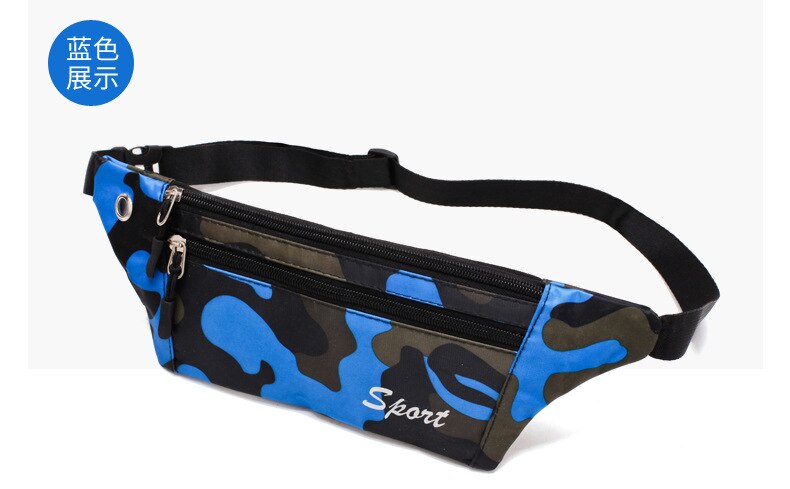 Mannen En Vrouwen Camouflage Zakken Outdoor Sport Taille Packs Persoonlijke Ultralichte Anti-Diefstal Mobiele Telefoon Tas Waterdicht borst: blue