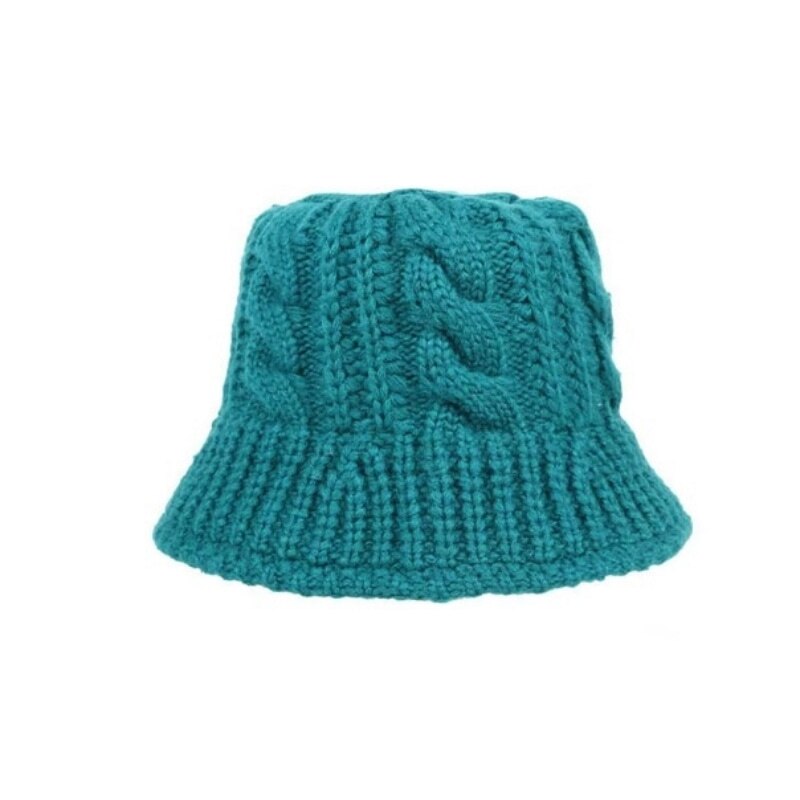 Vrouwen Herfst Winter Muts Warm Visser Hoed Panama Outdoor Hoofddeksels Bob Emmer Hoed Hand Gebreide Wol Hoeden voor Vrouwen: Lake Blue