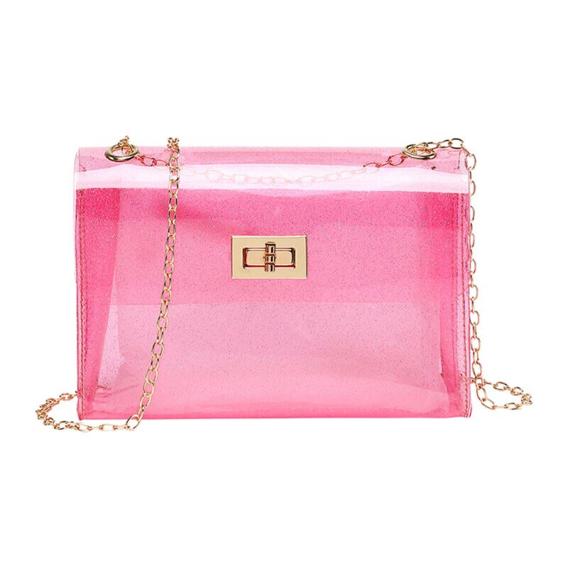Vrouwen snoepkleurige transparante pvc doorzichtige crossbody jelly bag handtas schoudertas portemonnee zwart wit tas