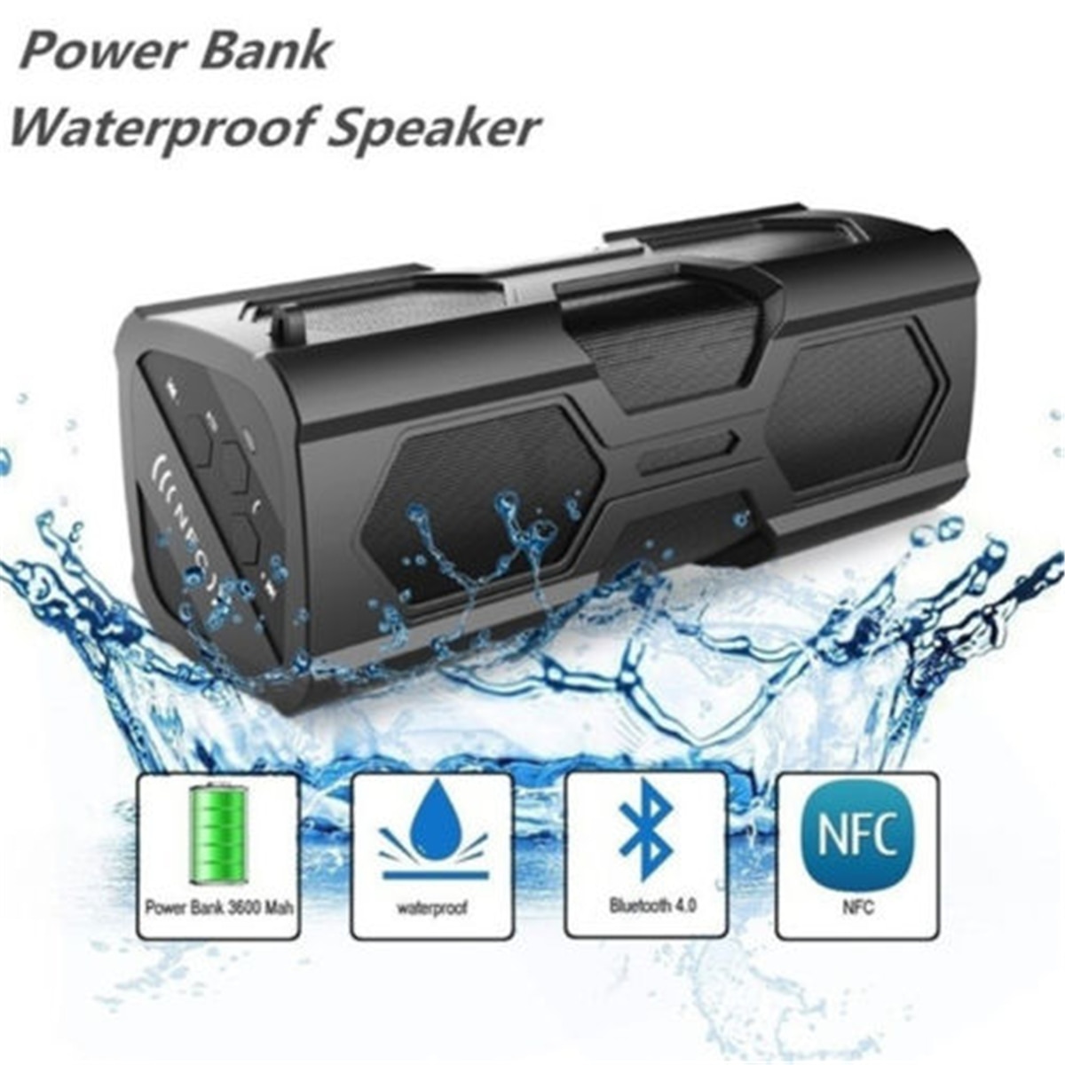 Mode Draagbare Drie Proofings Draadloze 4.0 Outdoor Bluetooth Speaker Power Bank Bass Subwoofer Waterdicht