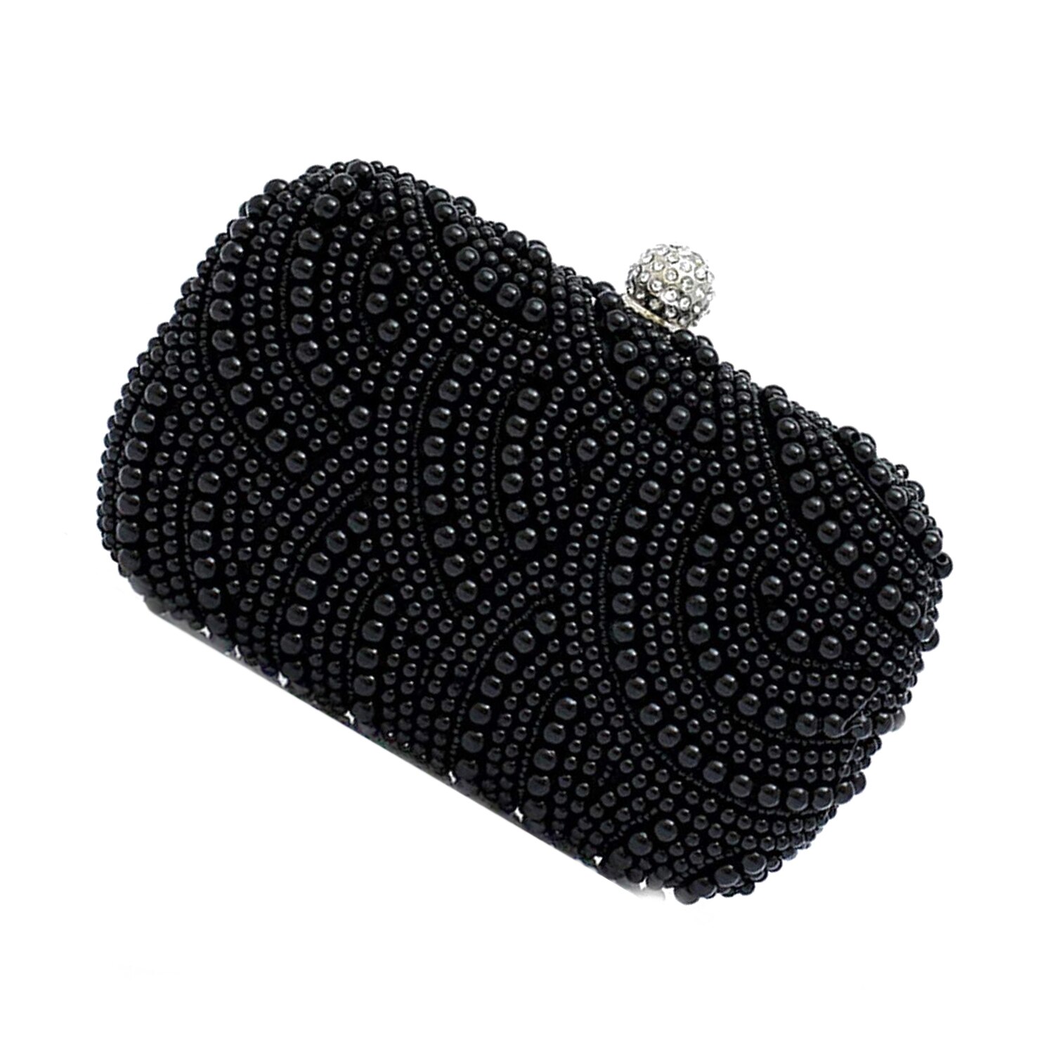 ladies black beaded clutch bridal bag under arm bag party wedding evening handbag