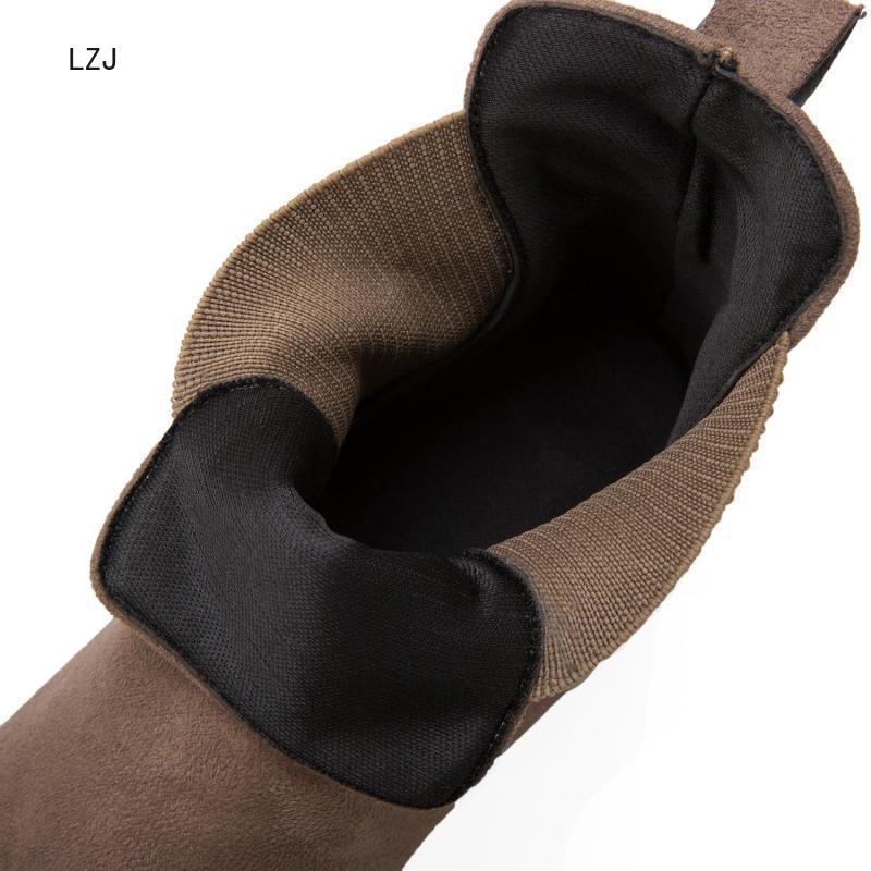 automne hiver bottes femmes Camel noir pour les femmes talon épais sans lacet dames chaussures Bota Feminina 35-43 chaussette noir bottine