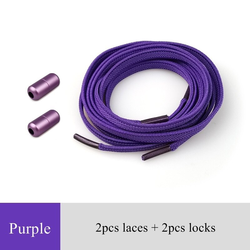 1 paire aluminium métal serrure lacets élastique chaussure lacets spécial pas de cravate lacet pour hommes femmes laçage caoutchouc Zapatillas 20 couleurs: purple