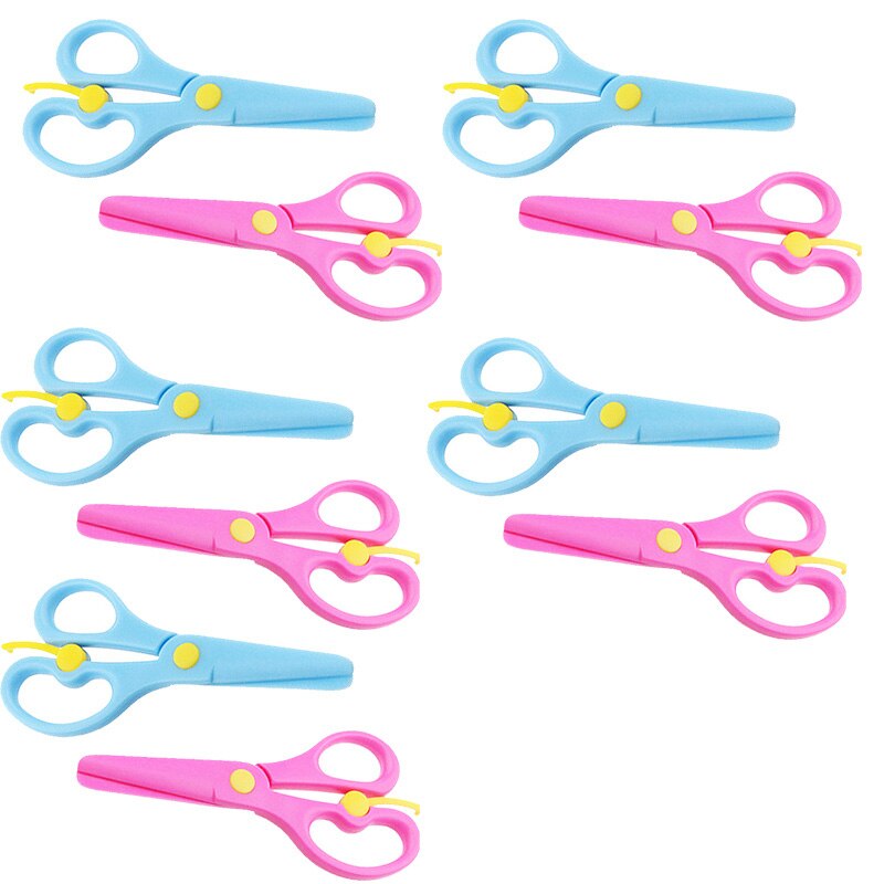 10Pcs Mini Safety Plastic Scissors Student Kids Stationery Home School Supplies Kindergarten DIY Cutting Paper Tool: Default Title