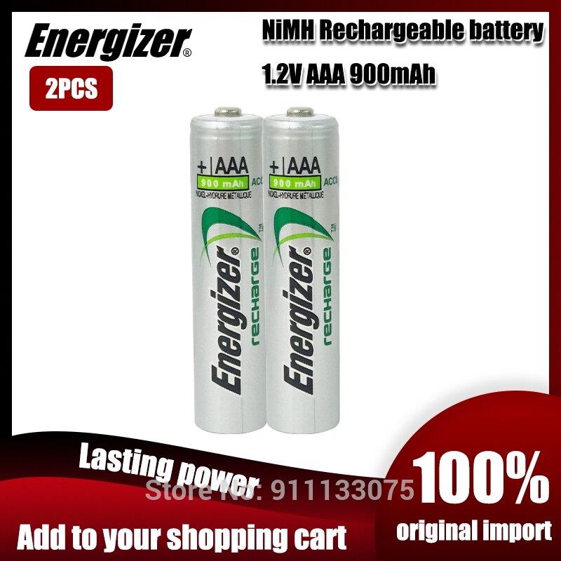 Energizer AAA 1.2V 900mAh Ni-MH Rechargeable Battery For Camera Flashlight Remote Control Toy Shaver Pre-charged NI-MH Bateria: 2PCS