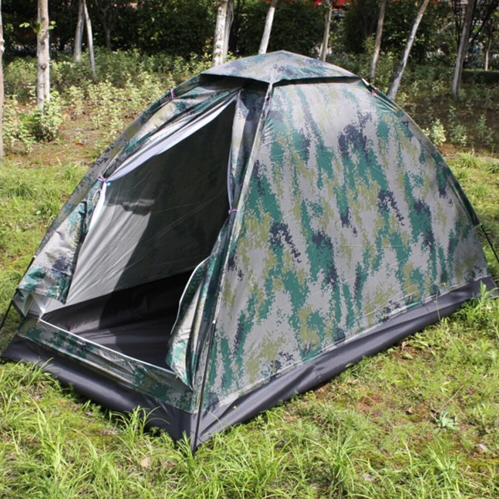 Vandtæt campingtelt digital camouflage pu polyester stof enkeltlagstelt til udendørs rejsevandring 200 x 100 x 100cm x336d