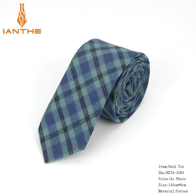 Mode Katoen Streep Stropdassen Voor Mannen Casual Plaid Stropdas Gravatas Corbatas Slanke Pak Vestidos Heren Stropdassen Party Narrow Neck Tie: IA4294