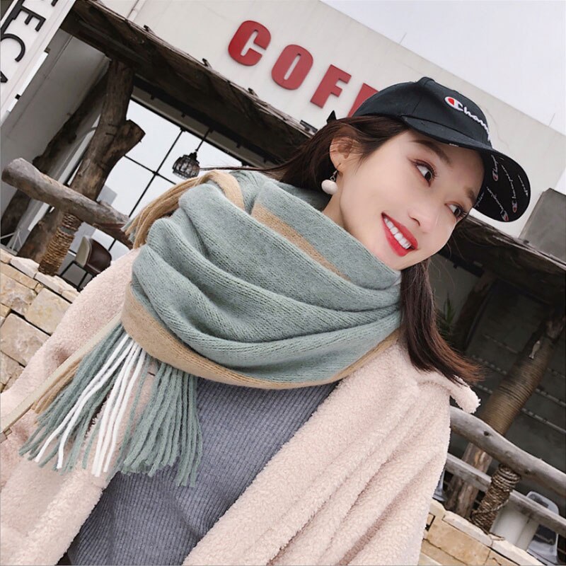 VIANOSI Women Cashmere Scarf With Tassel Lady Winter Long Scaves Warm Female Shawl: 08