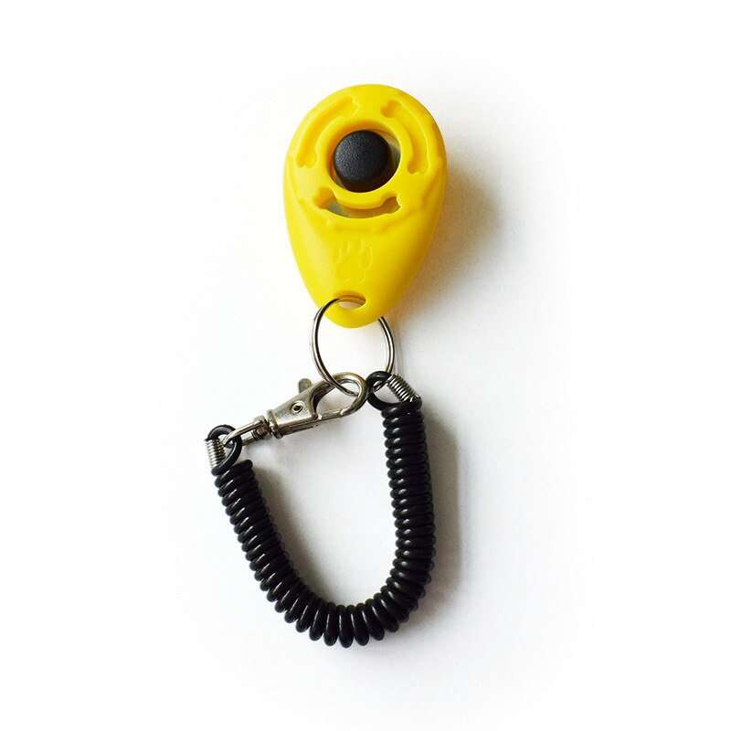 1PC Pet Cat Dog Training Clicker Plastic Dogs Click Trainer Aid Adjustable Wrist Strap Sound Key 4 Colors: Yellow