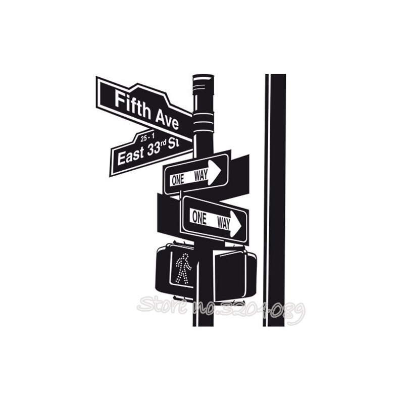 York Street Sign Wall Decal Wall Street Vinyl Removable Art Mural Home Decor Room Interior living room wall Stickers EA008