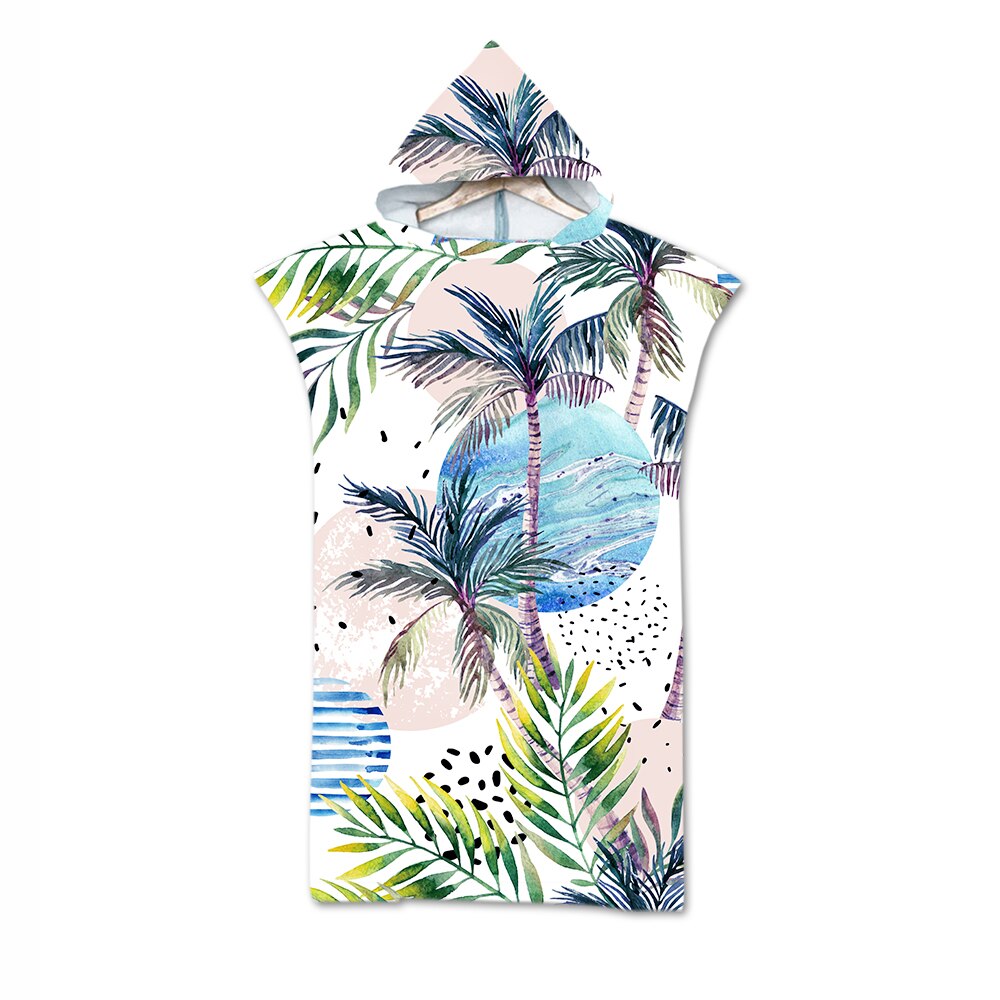 Blätter Druck Mikrofaser Strand Handtuch Kleid Mit Kapuze Kleid Poncho Schlecht Handtuch Bademantel Beachwear de plage Für Erwachsene Schwimmen Strand Surfen: 19