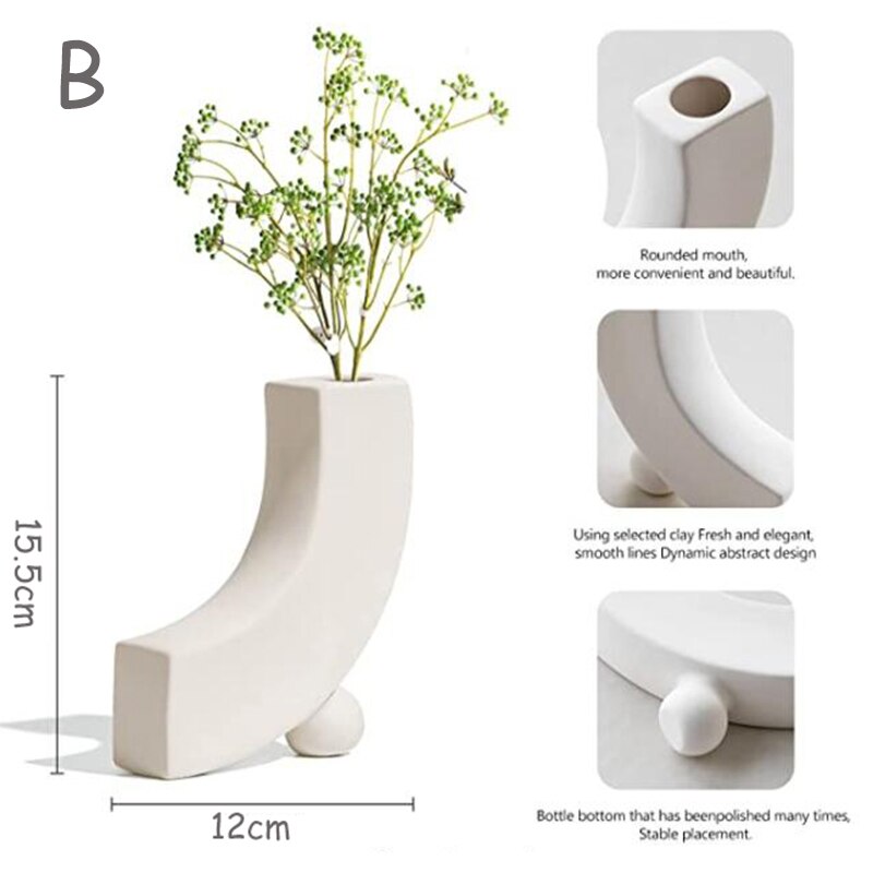 Ceramics Vase Home Decor Flower Vase Modern Geometric Abstraction Decorative Vases Room Decor Flower Pot Wedding Decoration: B