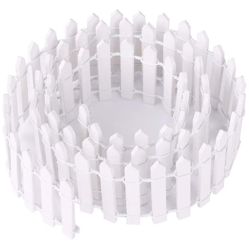90cm Long Mini Garden Fence Wooden Fence Decorative Fence Succulent Fence Height 2 Inches 4-Pack (White)