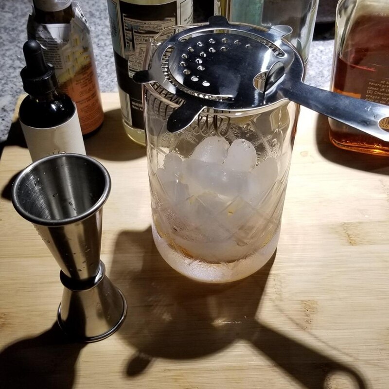 Crystal Cocktail Mixing Glass Set - 5 Piece - 450Ml Thick Bottom Crystal Mixing Glass, Spoon, Jigger, Strainer & Muddler