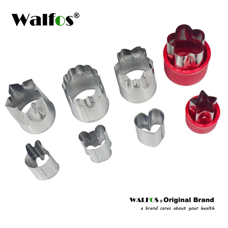 Walfos 8 Stuks Rvs Bloem Ster Vorm Groente Fruit Cutter Mold Cake Cookies Cutting Vorm Taart Bakken Tools: 4 Flower 4 Cartoon